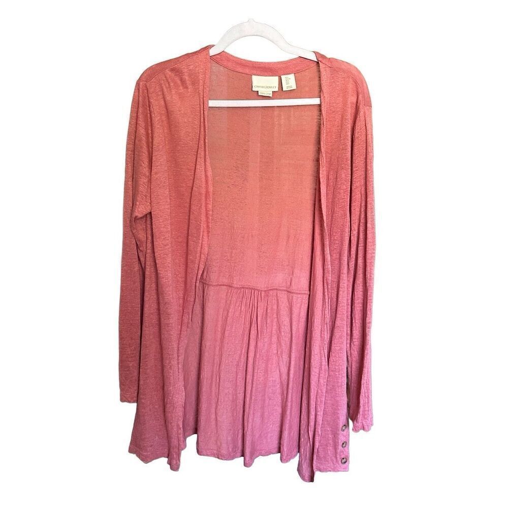 Cynthia Rowley Mauve Dusty Pink long lineā100% linen open front cardigan lagenlo
